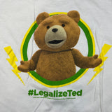2015 Ted T Shirt Mens Large White LegalizeTed Universal Movie Promo Graphic Tee
