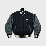 Vintage 90s EMI Music Canada Varsity Jacket Men Medium Black Wool Leather Bomber