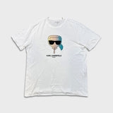 Karl Lagerfeld Paris T Shirt Mens XL White Ikonik Avatar Logo Distressed Tee
