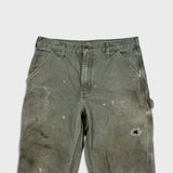 Carhartt Pants Mens 32x32 Green Distress Original Dungaree Fit Workwear Carpenter