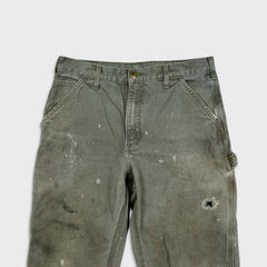 Carhartt Pants Mens 32x32 Green Distress Original Dungaree Fit Workwear Carpenter