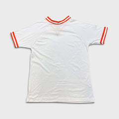 Vintage Le Club T Shirt Mens XL White Ringer V Neck 80s Retro Blank Tee