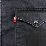 Levi's Denim Shirt Mens Large Black Dark Wash Casual Western Jean Pearl Snap
