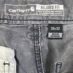 Carhartt Pants Mens 30x32 Gray Double Knee Relaxed Fit Rugged Flex Workwear