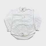 Vintage 90s Levi's Denim Shirt Mens Medium White Red Tab Light Wash Button Up