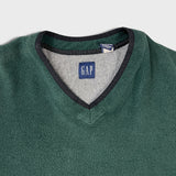 Vintage 90s Gap Fleece Mens XL Green Blank Outdoor USA Pullover V Neck Jacket