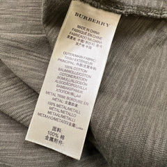 Burberry Brit T Shirt Mens Small Green Slub Cotton Pocket Metallic Knight Tee
