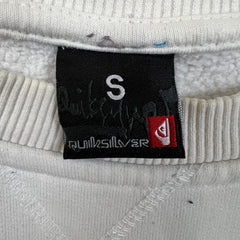 Vintage Y2K Quiksilver Sweatshirt Mens Small White Surf Skater Graphic Pullover