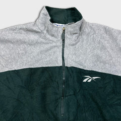 Vintage 90s Reebok Fleece Mens XL Green Logo Outdoor Pullover 1/4 Zip Jacket