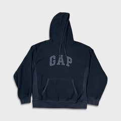 Vintage Y2K Gap Fleece Mens Medium Black Spell Out Outdoor Jacket