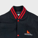 Vintage 90s Ontario Lottery Leather Jacket Mens Medium Black OLG Letterman Varsity