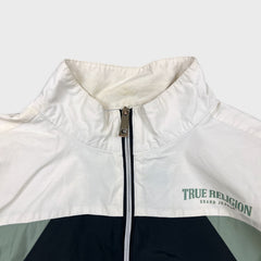 True Religion Jacket Mens Medium Black World Tour Color Block Windbreaker