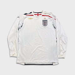 Vintage 2007/09 Umbro England Long Sleeve Home Shirt Mens XL Jersey Distressed