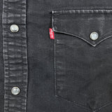Levi's Denim Shirt Mens Medium Black Dark Wash Casual Western Pearl Snap