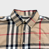 Burberry Brit Shirt Mens XL Beige Plaid Nova Check Casual Preppy Button Up