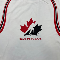 Vintage Y2K Team Canada Hockey T Shirt Mens Large White Bulletin Sleeve Flag Tee