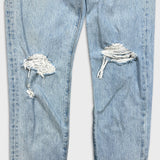 Levi's Wedgie Jeans Womens 27x28 Blue Slim Straight Fit Frayed Leg Distressed Denim Pants