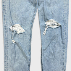 Levi's Wedgie Jeans Womens 27x28 Blue Slim Straight Fit Frayed Leg Distressed Denim Pants
