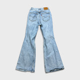 Levi's 70s Style High Flare Jeans Womens Size 26 Blue Light Wash Distressed Denim Pants