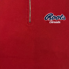 Vintage 90s Roots Athletics Sweatshirt Mens Large Red 1/4 Zip Faded Pullover