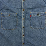 Vintage 90s Levi's Denim Shirt Mens Large Blue Red Tab Light Wash Button Up