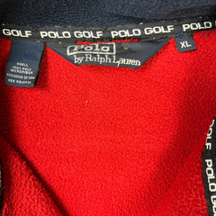 Vintage 90s Polo Golf Ralph Lauren Fleece Mens XL Red Full Zip Jacket