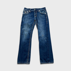 Rock Revival Jeans Mens 34x32 Blue Kurt Straight Leg Medium Wash Distressed Pants
