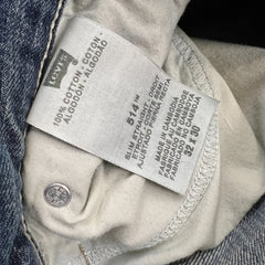 Vintage Y2K Levi's 514 Jeans Mens 32x30 Blue Slim Straight Fit Distressed Dark Wash Faded Pants