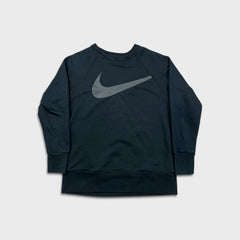 Nike Sportswear Sweatshirt Mens Small Black Big Swoosh Dri Fit Pullover Crewneck