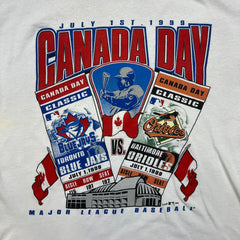 Vintage 1999 Toronto Blue Jays T Shirt Mens Large White Canada Day Classic MLB Tee