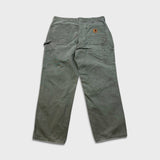 Carhartt Pants Mens 36x30 Green Original Dungaree Fit Workwear Distress Carpenter