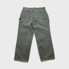 Carhartt Pants Mens 36x30 Green Original Dungaree Fit Workwear Distress Carpenter