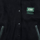 Vintage 90s EMI Music Canada Varsity Jacket Men Medium Black Wool Leather Bomber