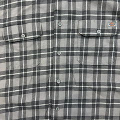 Dickies Shirt Mens Large Gray Plaid Flannel Workwear Long Sleeve Button Up