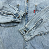 Vintage 90s Levi's Denim Shirt Mens Medium Blue Faded Light Wash Button Up