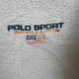 Vintage 90s Polo Sport Ralph Lauren Fleece Mens XL White USA 1/4 Zip Jacket