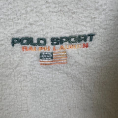 Vintage 90s Polo Sport Ralph Lauren Fleece Mens XL White USA 1/4 Zip Jacket