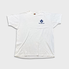 Vintage 90s Toronto Maple Leafs T Shirt Mens XL White Go Leafs Go Ford Bell Hockey Tee