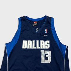 Vintage 90s Nike Steve Nash Dallas Mavericks Jersey Mens 2XL Blue NBA Basketball