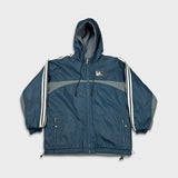 Vintage 90s Adidas Jacket Mens Medium Blue Stripe Reversible Fleece Full Zip Coat