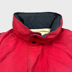 Vintage 90s Nautica Jacket Mens Large Red Full Zip Bomber Down Heavy Coat