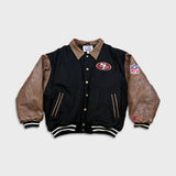 Vintage 90s Pro Line Starter San Francisco 49ers Leather Jacket Mens XL Black NFL Football Letterman Varsity