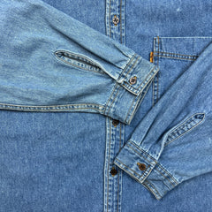 Vintage 90s Levi's Denim Shirt Mens XL Blue Orange Tab Western Button Up
