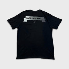 Karl Lagerfeld Paris T Shirt Mens Large Black Multi Badge Choupette Graphic Tee