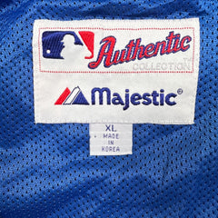 Vintage Majestic New York Mets Jacket Mens XL Black MLB Baseball 1/4 Zip 90s Pullover