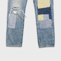 Levis 501 Jeans Mens 32x32 Blue 150th Anniversary Sashiko Boro Patchwork Distressed Denim Pants