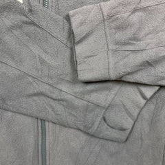 Vintage 90s Adidas Fleece Mens Large Gray Full Zip 3 Stripes Essentials Spell Out Jacket