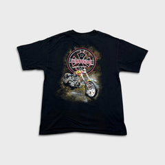 Vintage Y2K West Coast Choppers T Shirt Mens Large Black Double Side Cross Biker Tee