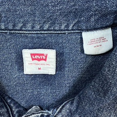 Levi's Denim Shirt Mens Medium Blue Dark Wash Casual Western Jean Button Up