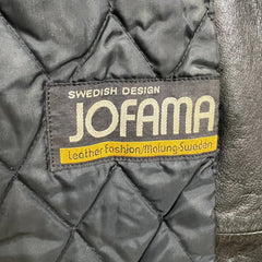 Vintage 90s JOFAMA Swedish Leather Trench Coat Women Size 6 Black Quilted Lined